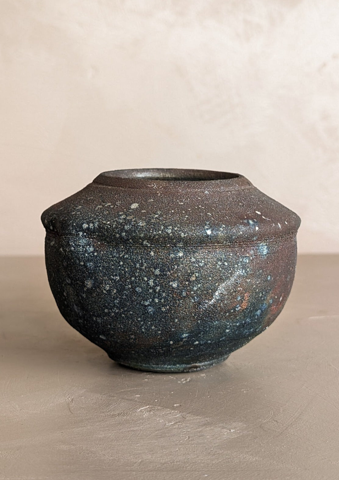 Small Handmade Raku Vase with Iridescent Finish