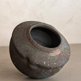 Small Handmade Raku Vase with Iridescent Finish