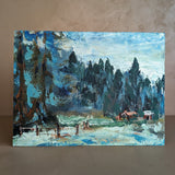 Vintage Original Impressionist-Style Landscape Painting on Board