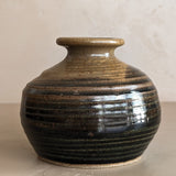 Stamped Chunky Brown Glazed Studio Pottery Vase