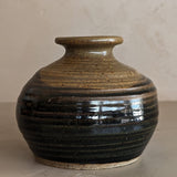 Stamped Chunky Brown Glazed Studio Pottery Vase