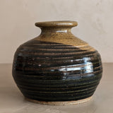 Stamped Chunky Brown Glazed Studio Pottery Vase