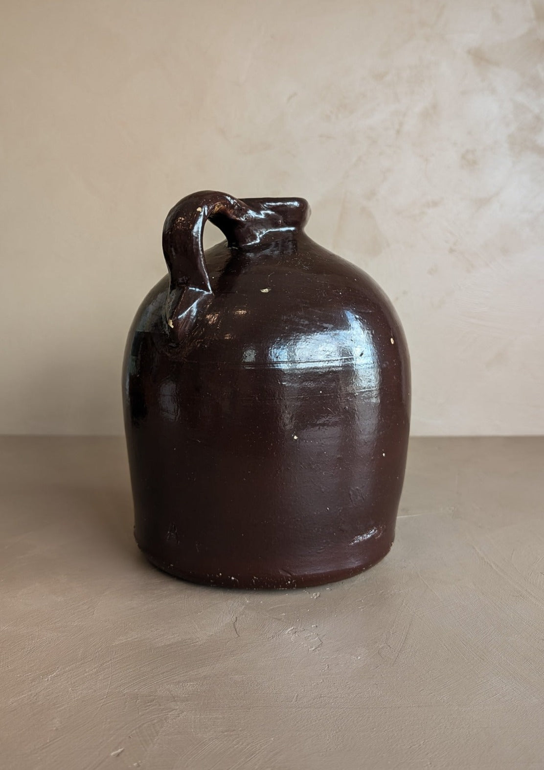 Antique Brown Glazed Stoneware Pitcher