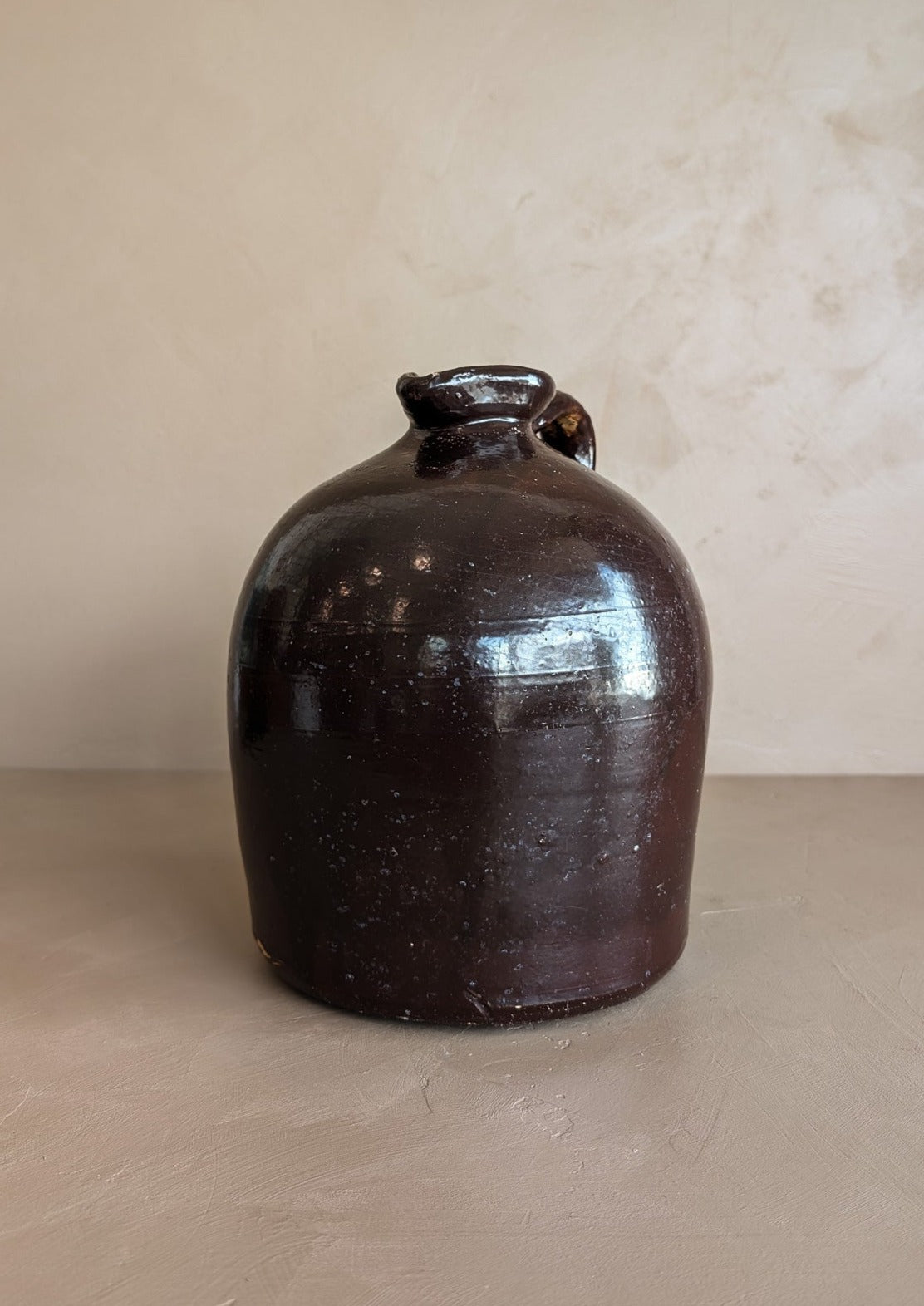 Antique Brown Glazed Stoneware Pitcher