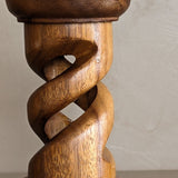 Vintage Hand-carved Wooden Barley Twist Chunky Candleholder