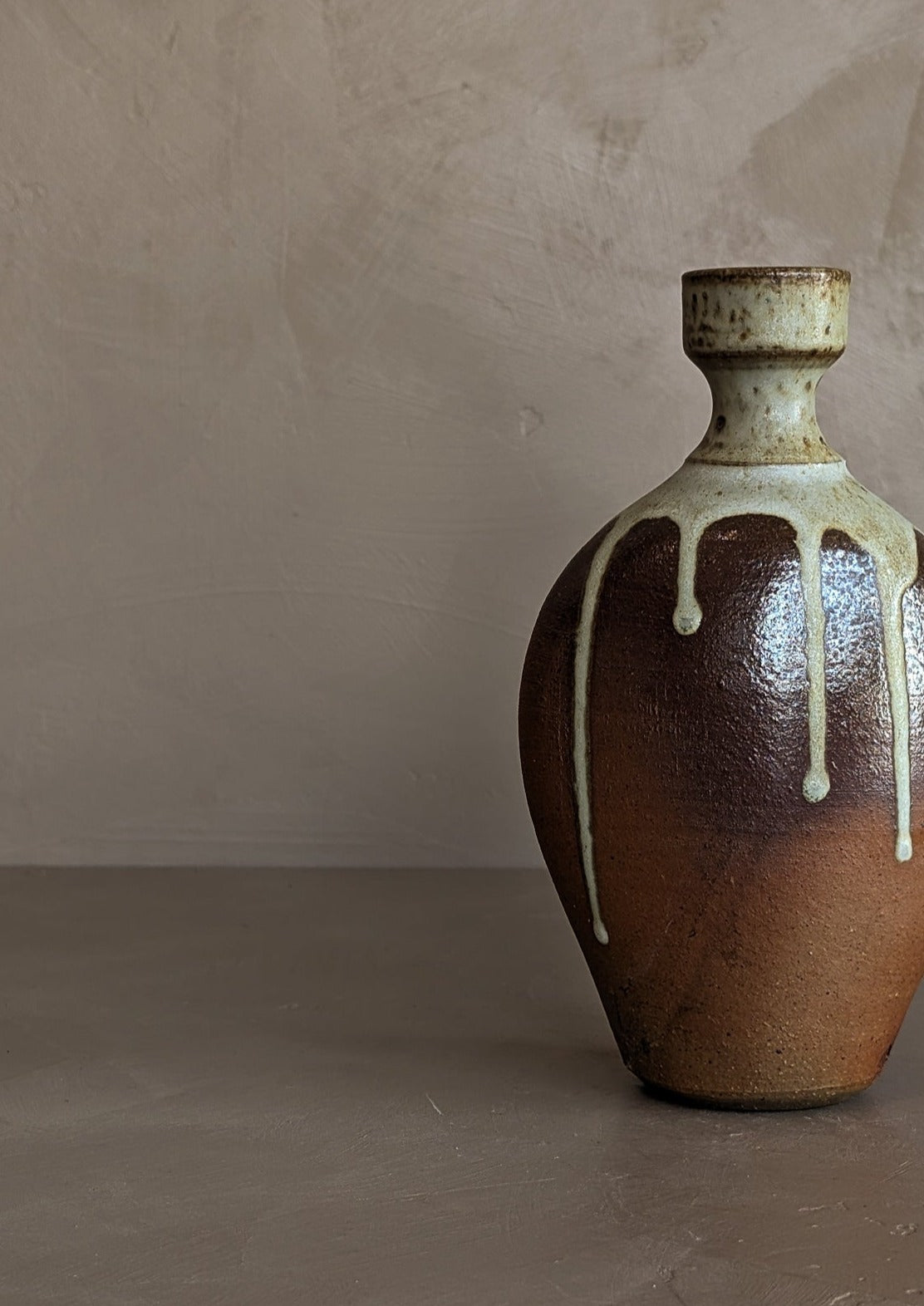 Handmade Studio Pottery Drip Glaze Vase