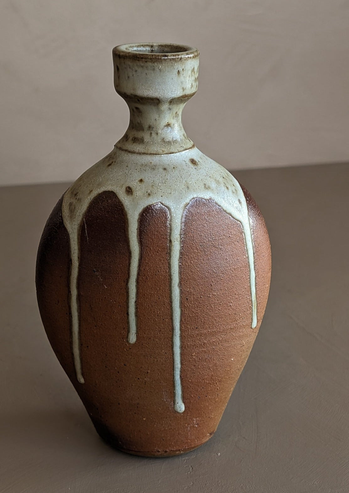 Handmade Studio Pottery Drip Glaze Vase