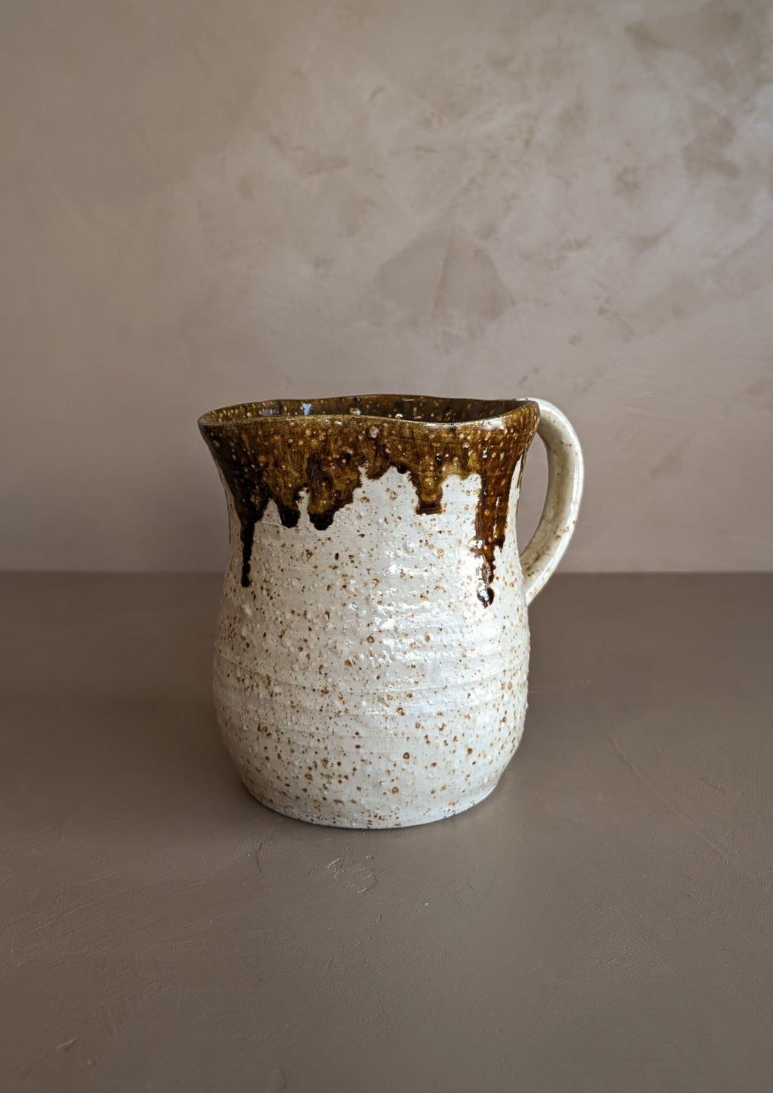 Handmade Speckled and Textured Drip Glaze Pitcher