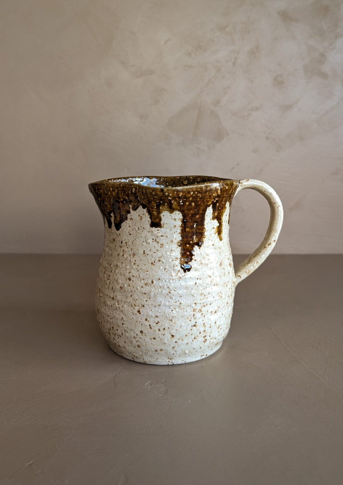 Handmade Speckled and Textured Drip Glaze Pitcher