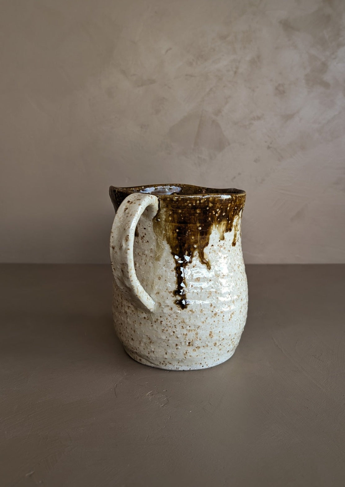 Handmade Speckled and Textured Drip Glaze Pitcher