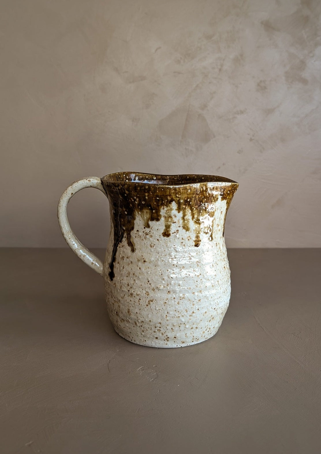 Handmade Speckled and Textured Drip Glaze Pitcher