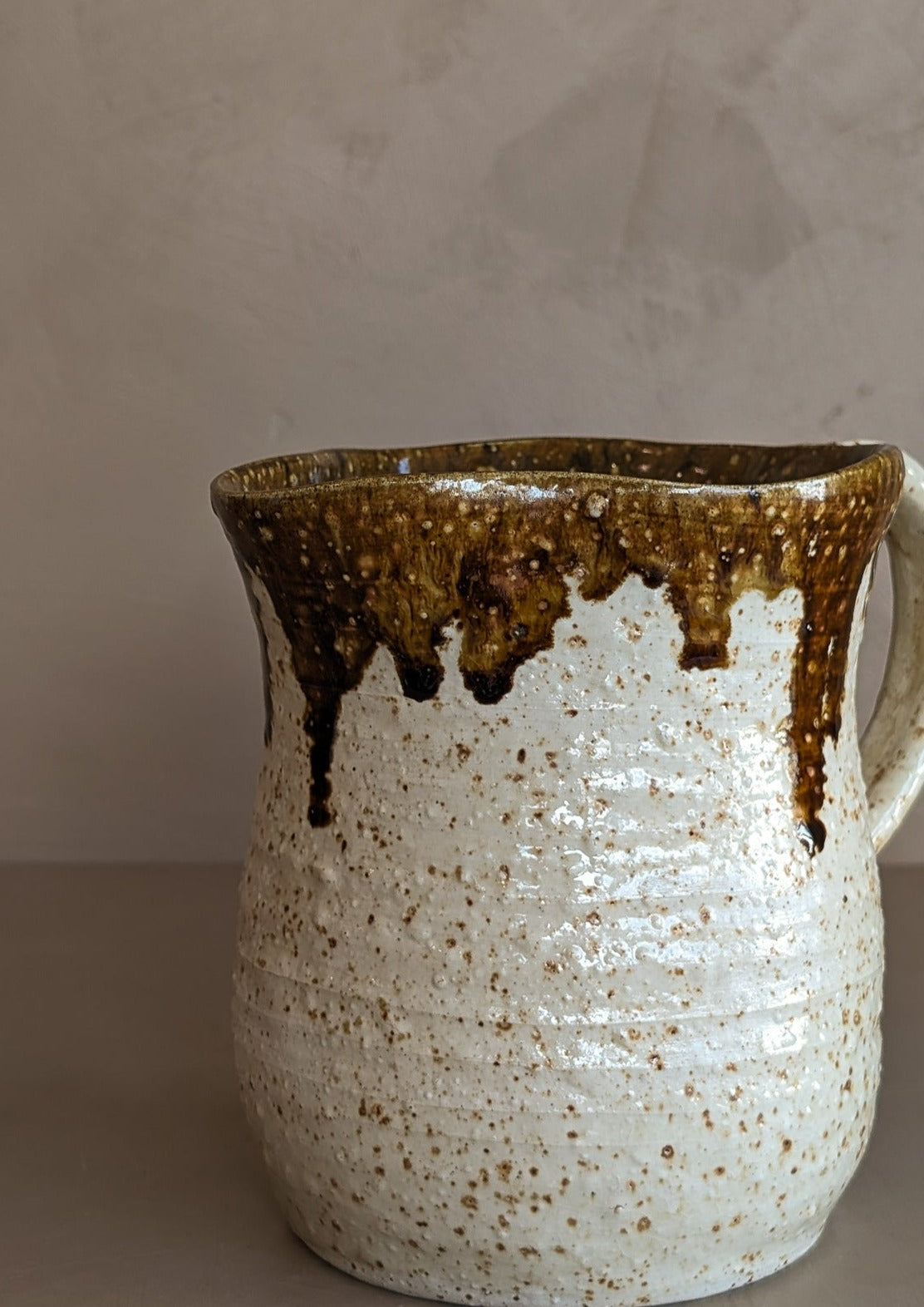 Handmade Speckled and Textured Drip Glaze Pitcher