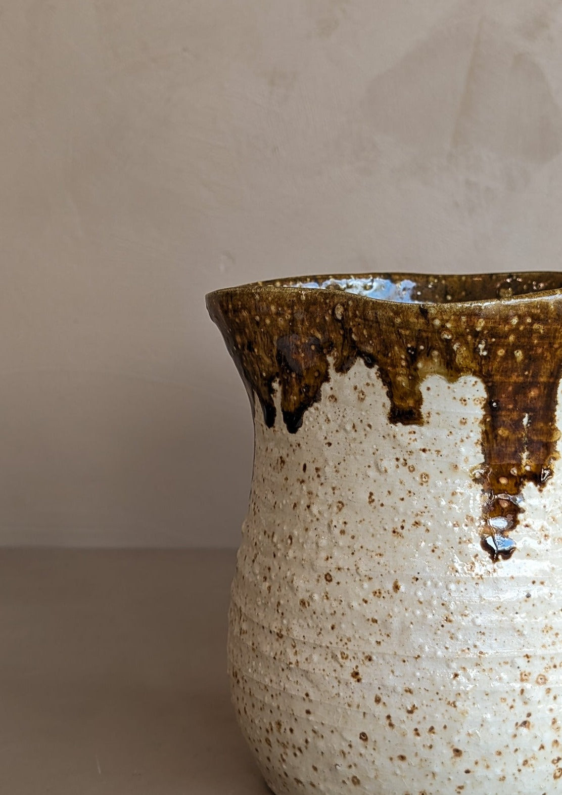 Handmade Speckled and Textured Drip Glaze Pitcher