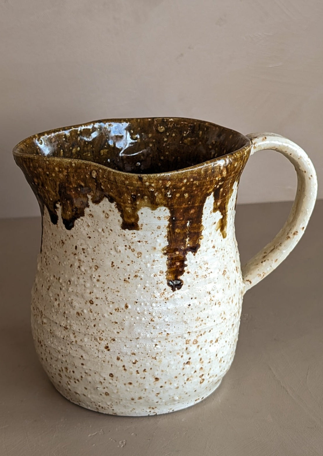 Handmade Speckled and Textured Drip Glaze Pitcher