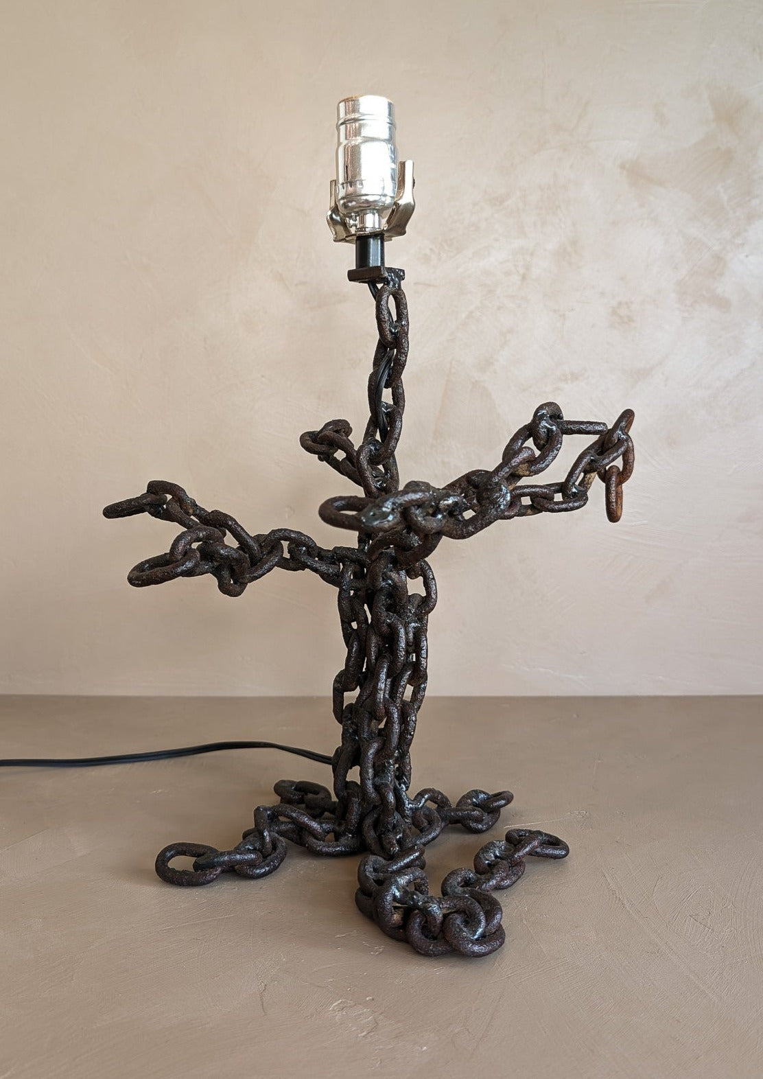 Unique Sculptural Handcrafted Metal Chain Link Table Lamp