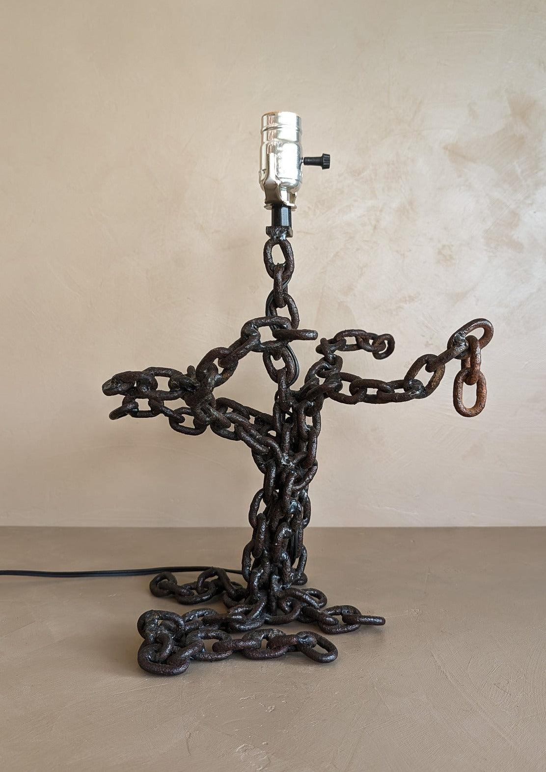 Unique Sculptural Handcrafted Metal Chain Link Table Lamp