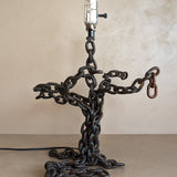 Unique Sculptural Handcrafted Metal Chain Link Table Lamp