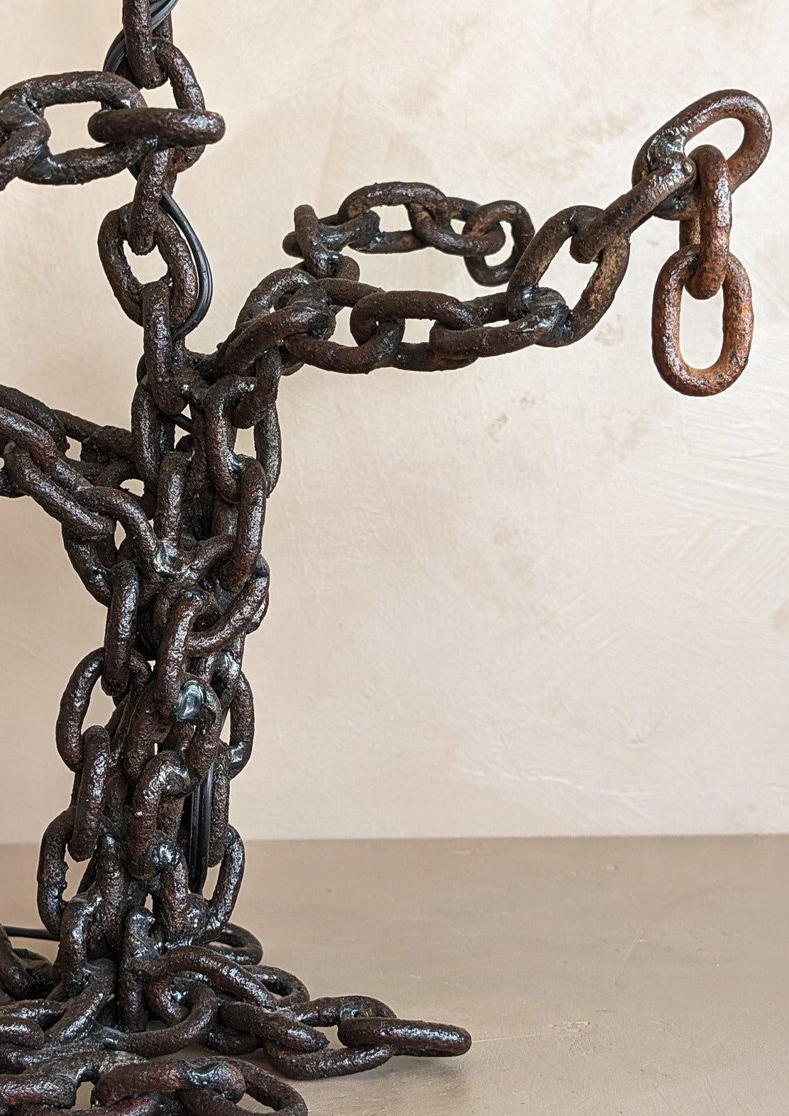 Unique Sculptural Handcrafted Metal Chain Link Table Lamp