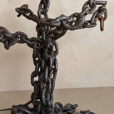 Unique Sculptural Handcrafted Metal Chain Link Table Lamp