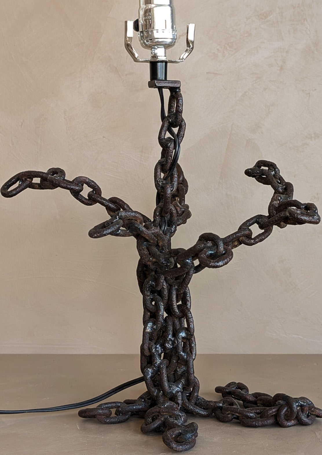 Unique Sculptural Handcrafted Metal Chain Link Table Lamp