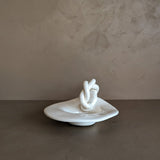 Sculptural Handmade White Dish with Twisted Handle