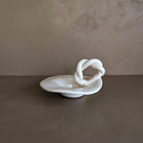 Sculptural Handmade White Dish with Twisted Handle