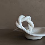 Sculptural Handmade White Dish with Twisted Handle