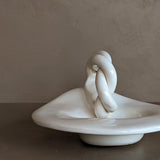 Sculptural Handmade White Dish with Twisted Handle