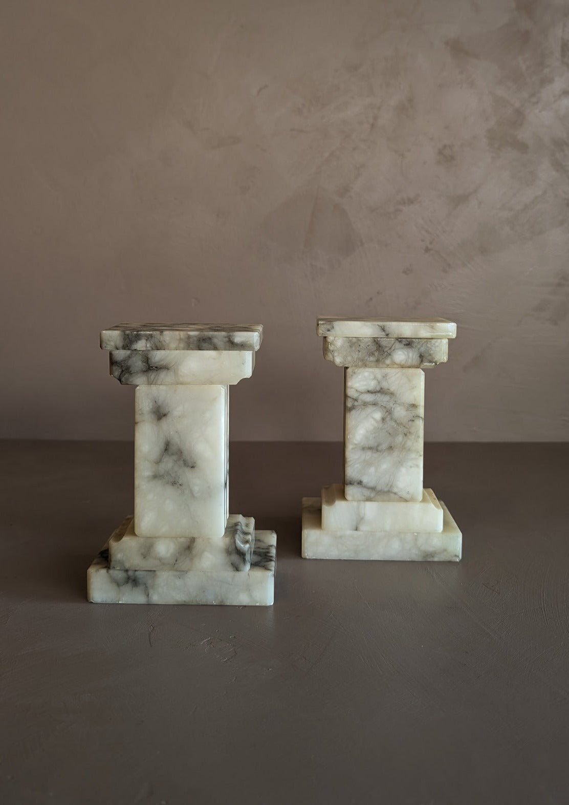 Pair of Vintage Alabaster Column Bookends