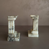 Pair of Vintage Alabaster Column Bookends