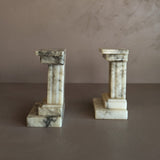 Pair of Vintage Alabaster Column Bookends