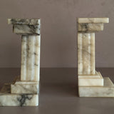 Pair of Vintage Alabaster Column Bookends