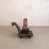 Vintage Handmade Wooden Tramp Art Candlestick