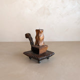 Vintage Handmade Wooden Tramp Art Candlestick