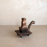 Vintage Handmade Wooden Tramp Art Candlestick