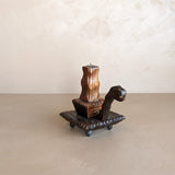 Vintage Handmade Wooden Tramp Art Candlestick