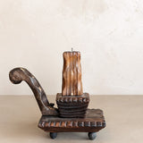 Vintage Handmade Wooden Tramp Art Candlestick