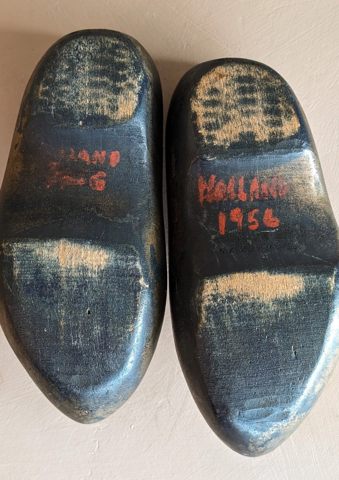 Pair of Signed 1956 Miniature Dutch Wooden Clogs