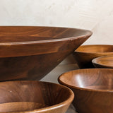 Large Midcentury Wooden Walnut Salad and Serving Bowl Set