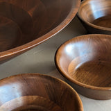 Large Midcentury Wooden Walnut Salad and Serving Bowl Set