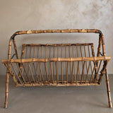 Midcentury Vintage French Folding Bamboo Magazine Rack