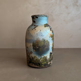 Antique Stoneware Crock with Hand-painted Landscape Scene