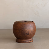 Vintage Spherical Teak Wooden Candleholder