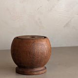 Vintage Spherical Teak Wooden Candleholder