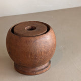 Vintage Spherical Teak Wooden Candleholder