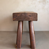 Vintage Handmade Splayed Leg Brutalist Chunky Wooden Stool