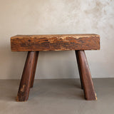 Vintage Handmade Splayed Leg Brutalist Chunky Wooden Stool