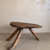 Primitive Three-Legged Wooden Milking Stool with Slanted Top