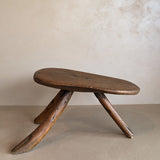 Primitive Three-Legged Wooden Milking Stool with Slanted Top