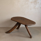 Primitive Three-Legged Wooden Milking Stool with Slanted Top